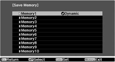 Save Memory Viewing Images at a Preset Image Quality (Save Memory) to be saved. Adjust each of the settings to the values Press, and select "Save Memory". The Save Memory screen is displayed.