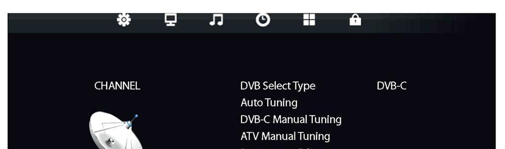 VIVAX ENG DVB-S Manual Tuning Odaberite opciju DVB-S Manual Tuning (DVB-S Ručno ugađanje), te zatim pritisnite OK. Select DVB-S Manual Tuning to manually adjust Satellite channels.