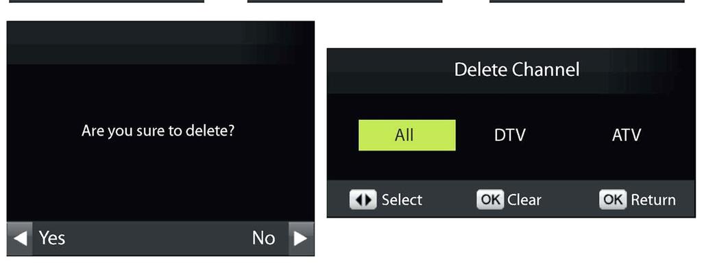 Skip Press button to select channel you want to skip and then press BLUE button to enter Submenu.