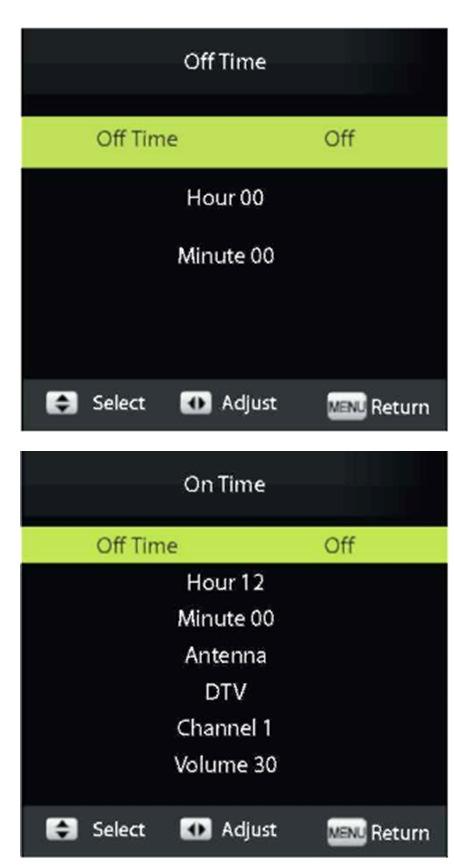 VIVAX HR Time Menu (Izbornik Vremena) Odaberite opciju Time (Vrijeme) pritiskom te zatim pritisnite OK. Za odabir podizbornika u izborniku vremena pritisnite te zatim OK.