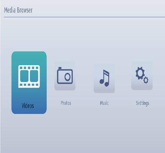 USB Media Browser This TV allows you to enjoy photo, music or video files stored on a USB memory English Manual Start To display Media Browser window, you can press MENU button on the remote control