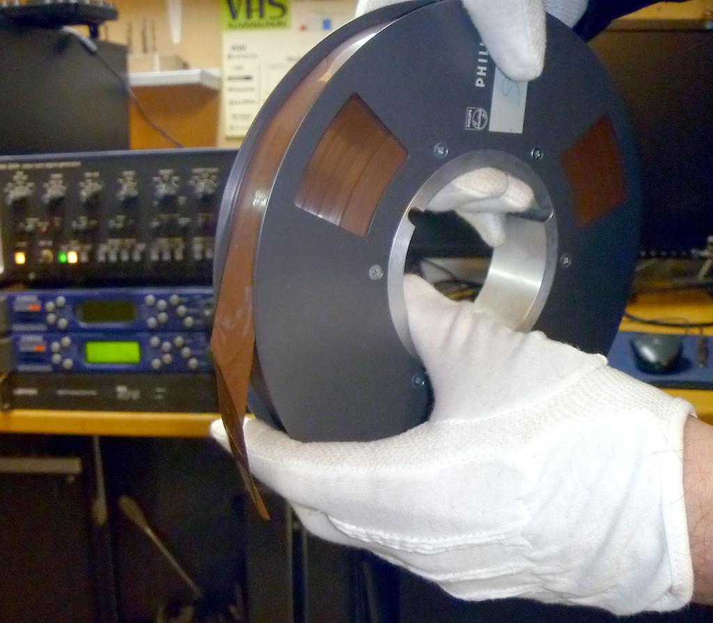 This video tape reel is taken out of the archives for the first time in about 50 years.