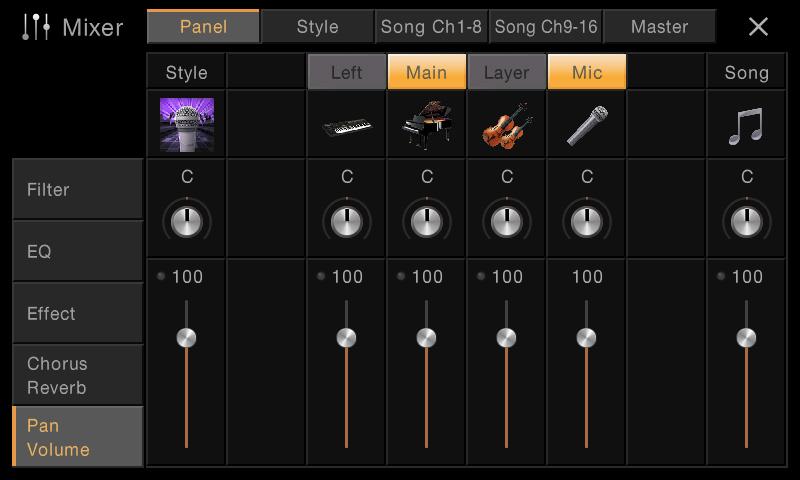 Editing the Volume and Tonal Balance (Mixer) Chorus/Reverb As described in the previous section, Chorus and Reverb are System Effects which are applied to the entire sound of the instrument.