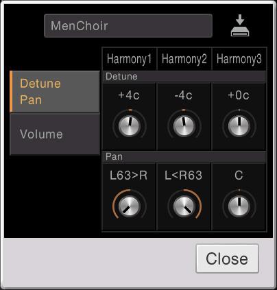 Vocal Harmony Settings LEAD GENDER DEPTH LEAD PITCH CORRECT UPPER GNDR THRESH LOWER GNDR THRESH UPPER GNDR DEPTH LOWER GNDR DEPTH VIBRATO DEPTH VIBRATO RATE VIBRATO DELAY Adjusts the degree of lead