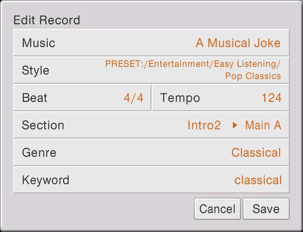 2 Call up the operation display. If you want to create a new Record from scratch, touch (Edit). 3 Create a new Record or Edit the current Record. (Create).