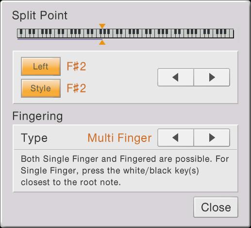 Changing the Split Point and Fingering Type Split Point For information about Split Point, refer to the Owner s