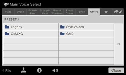 1 From the Home display, touch the Voice name of the desired part to call up the Voice Selection display.