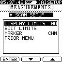 Limit Setup Press the key to enter the Scan setup menu. Use this menu to set Scan parameters, including test limits.