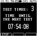 Press the (NEXT) key to continue. The Auto test screen for STEP 6 appears. A default number of four test times is displayed.