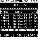 The file name is the Auto test program name followed by an asterisk (*) to indicate that it is a single Auto test file. This is shown in the image to the right for an Auto test program named TEST 1.