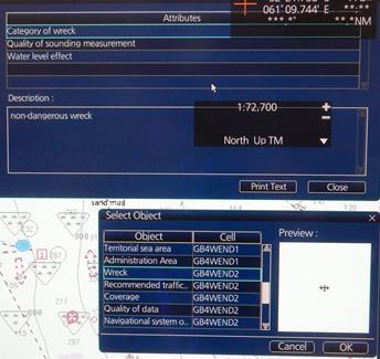 Figure 16 ECDIS D displaying GB4WEND2 WRECKS with dangerous wreck attribution Zooming (Display Scale): Zooming on the ECDIS was conducted between