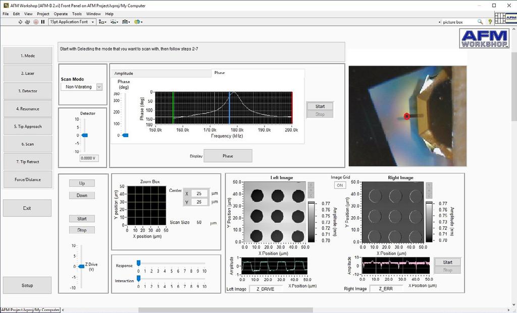 SOFTWARE The B-AFM 7-Step Scanning Software has an intuitive design intended for routine scanning by users with limited experience operating an AFM, as well as by advanced AFM users.