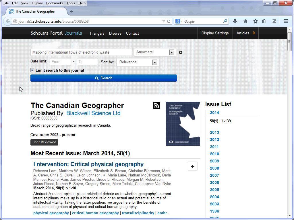 Slide 12 Click the search button below. We see the citation to the article appear in the results screen. We can read the full text of the article by clicking the button below the citation.