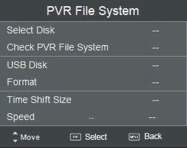 PVR File System Setup the PVR File system before you start recording. Select Disk: Select the device for the Record files.