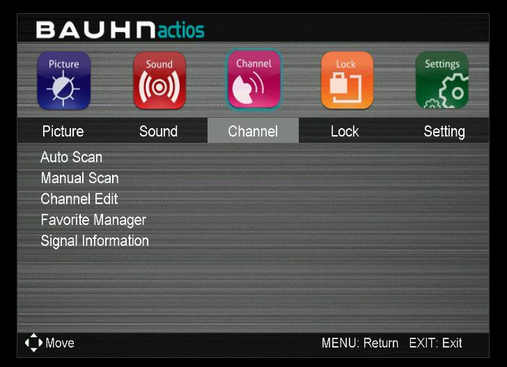 Menus (Cont.) Channel Menu (DTV & ATV mode) Auto Scan Press the OK or button to enter. Then select your country, scan type and start scanning. Manual Scan Press the OK or button to enter.