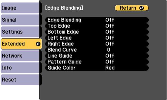 Related references Projector Feature Settings - Settings Menu Blending the Image Edges You can use the projector's Edge Blending feature