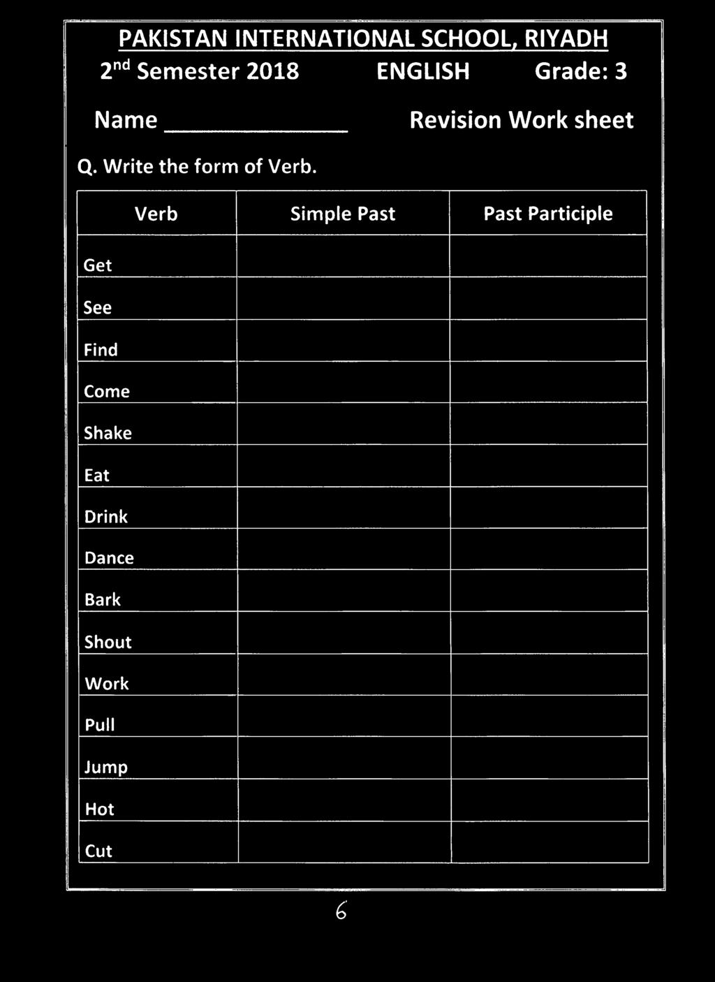 Write the form of Verb.