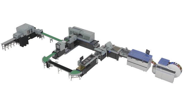 BQ-480 + HT-000V Binder + Trimmer Roll to finish configuration suitable for medium to short run production. It processes the books into various finished sizes by the quick changeover.
