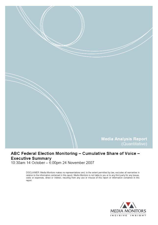 Appendix 1 ABC Federal Election Monitoring: Quantitative