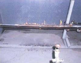 IEC60331 Fire Resistance Test A cable sample is placed over a gas burner and connected to an electrical supply at its rated voltage. Fire is applied for a period of 3 hours.