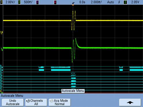 6 Synchronizing on and Verifying I 2 C Serial Bus Communication 5 Press [AutoScale] to see signals.