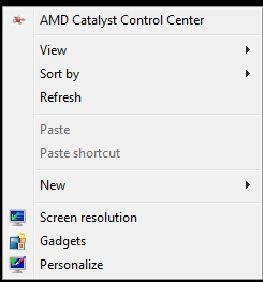 Radeon R9 290X/290 Point the right mouse button, select the AMD Catalyst Control Center.