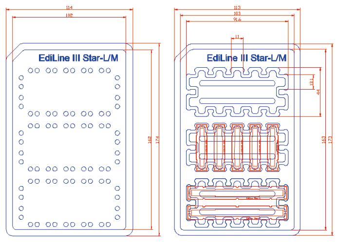 Product Packaging Information EdiLine III ELCx-3SB0 and ELBx-1SC0 packaging data: Cover Plastic chassis Figure 10. EdiLine III ELCx-3SB0 and ELBx-1SC0 packaging data Notes: 1.