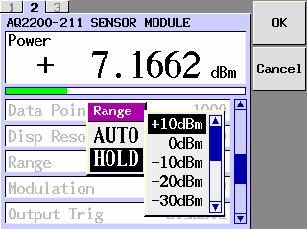 4.1 Power Measurement by Optical Sensor Module 4. The Range popup screen will appear.