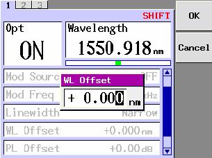 Press <WL Offset> or move the cursor using the cursor key to WL Offset and press the [ENTER] key. 5 Optical Output 4.