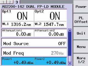 5.3 Optical Output by DUAL FP-LD Light Source Module 1. Press the [DETAIL] key to display the DETAIL screen or SUMMARY screen.