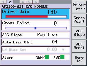 Operation Examples Setting the Gain of The Driver for the Optical Modulator Procedure 9.3 10 Gbit/s Optical Modulator 1. Press the [DETAIL] key to display the DETAIL screen or SUMMARY screen. (Figs.