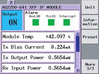 9.5 XFP Interface Module Changing the Power Display Unit You can switch the power display unit between the dbm display and