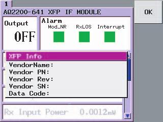 9.5 XFP Interface Module Displaying Information about the XFP Transceiver You can display the vendor name and parts number, etc., of MSA (multi source agreement) compliant XFP Transceivers. 1.