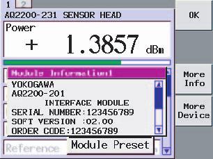 4. The display may slightly vary depending on the mounted module. <Optical Sensor Head is Mounted> 12.4 Updating the Firmware The Module Information1 popup screen appears.