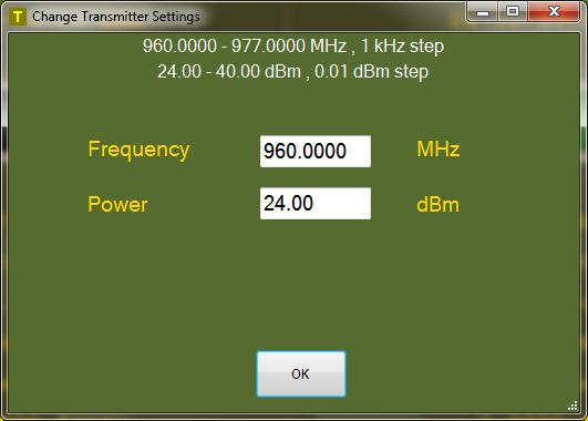 frequency set is shown followed by the current power level when transmitting.
