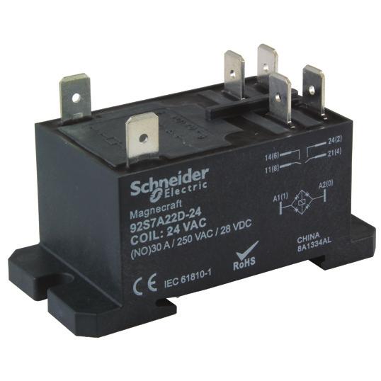 Description 92 DPST-NO, 30 A; DPDT, 30 A (NO) / 3 A (NC) Description The 92 series power relays offer a small package size and features Class F insulation for a maximum coil temperature of 155 C (311