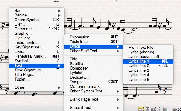 6) Adding lyrics and chords To complete the lead sheet, you must add the lyrics of the song and the chord