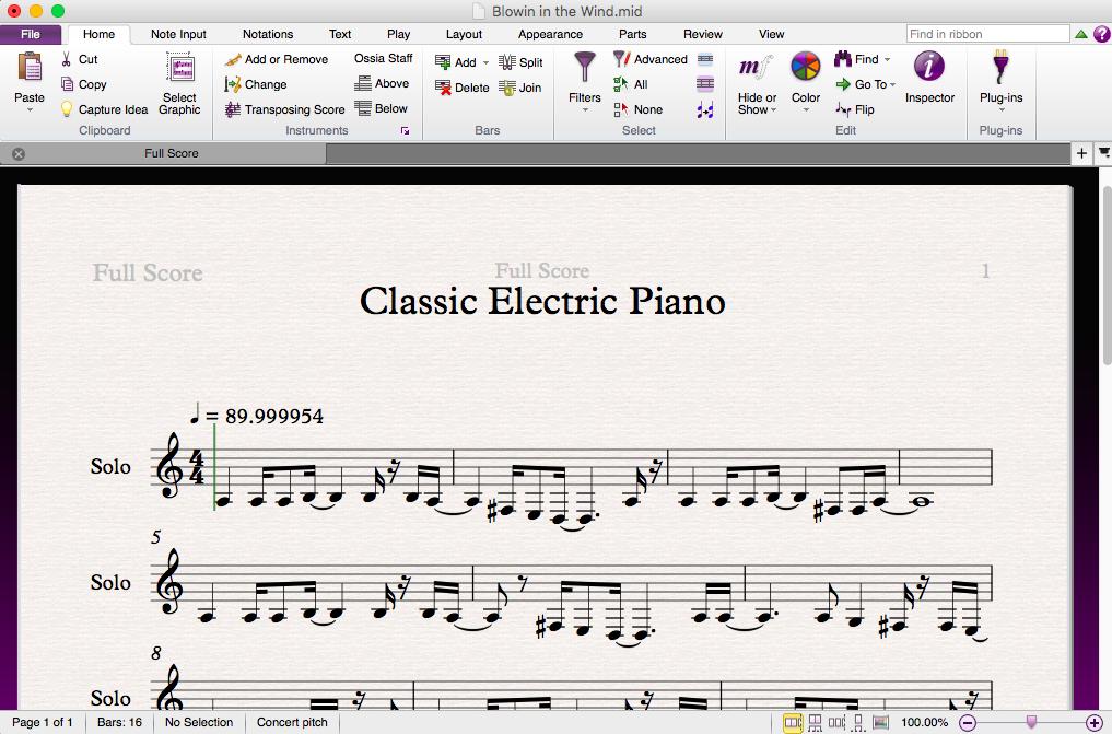 5) Correct the Sibelius file Your file will look something like this.