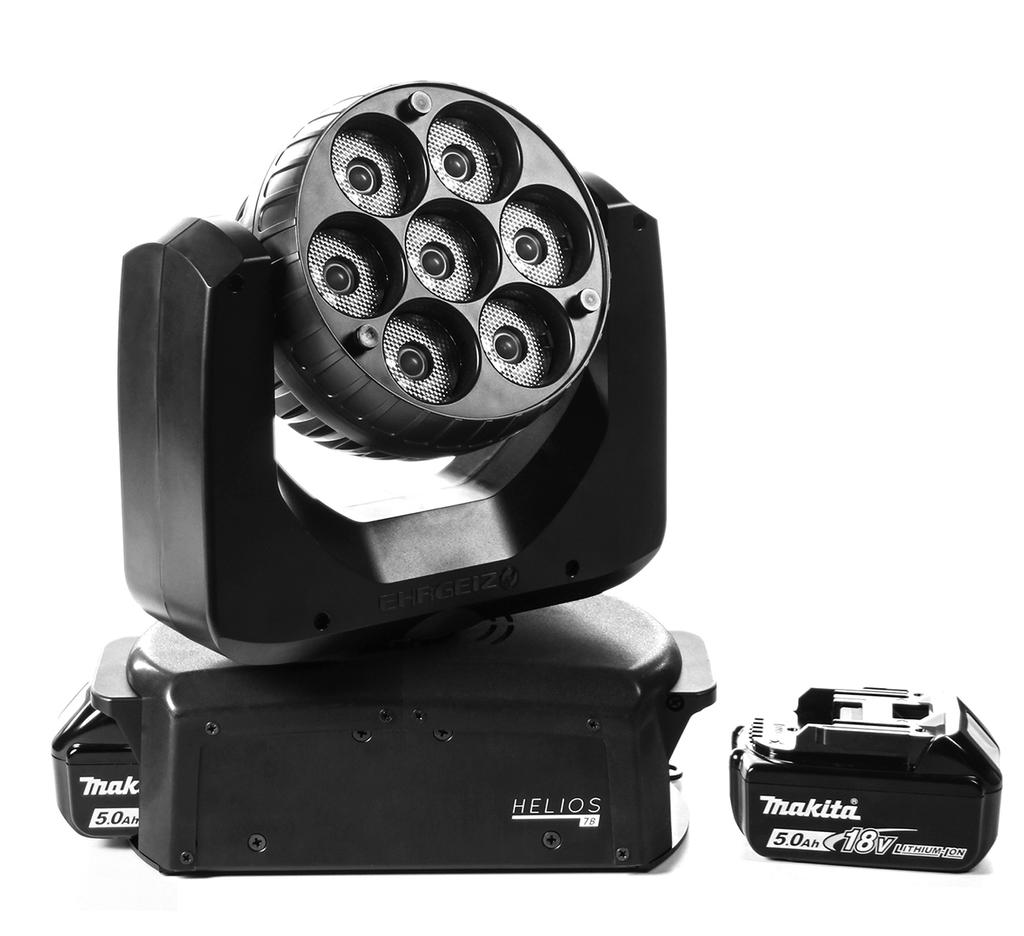 HELIOS Moving free. The Helios 7 B fixes a new standard as cable free moving head and offers you complete freedom in design of events and budget.