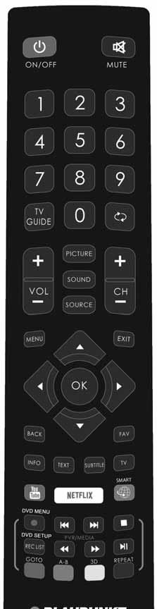 Remote Control REMOTE CONTROL Key 1 2 For models with integrated DVD players. For models with PVR Function. For models with USB Playback. For models with 3D functions.