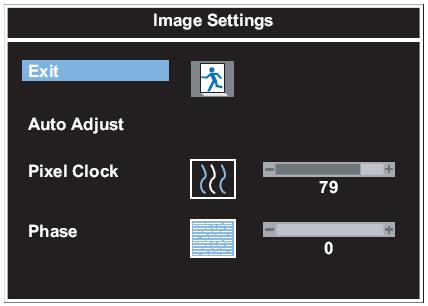 3. Image Settings Option Function Value Exit Returns to previous menu. Auto Adjust Auto geometry adjustment.