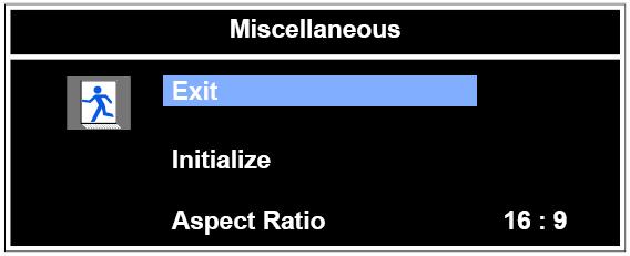 8. Misc. Option Function Value Exit Returns to previous menu.