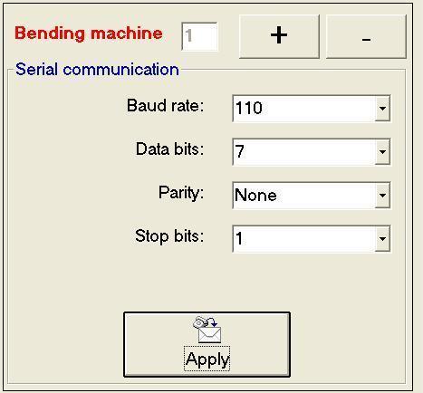 2.3. Serial transmission parameters The setting of these parameters is necessary when the data communication to the bending machine is made by serial port.