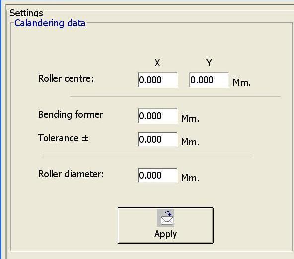 Picture 4 - Calendering parameters The values of the diameters of both