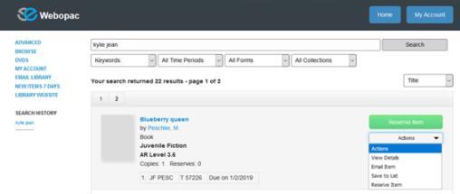 Evolve gives you multiple search options including keywords, title, author, subject and series. You can also limit your search by time periods form, and/or collection.