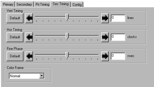 The Sec Timing menu shown below allows you to set the timing of the Secondary composite output in relation to the reference or the Primary Source with the following controls.