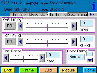 The Pri Timing menu screen shown below allows you to set the timing of the Primary composite output in relation to the reference with the following controls.