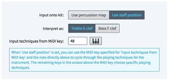Use percussion map: a percussion map defines which MIDI notes produce which sound for a particular patch in a sound library.