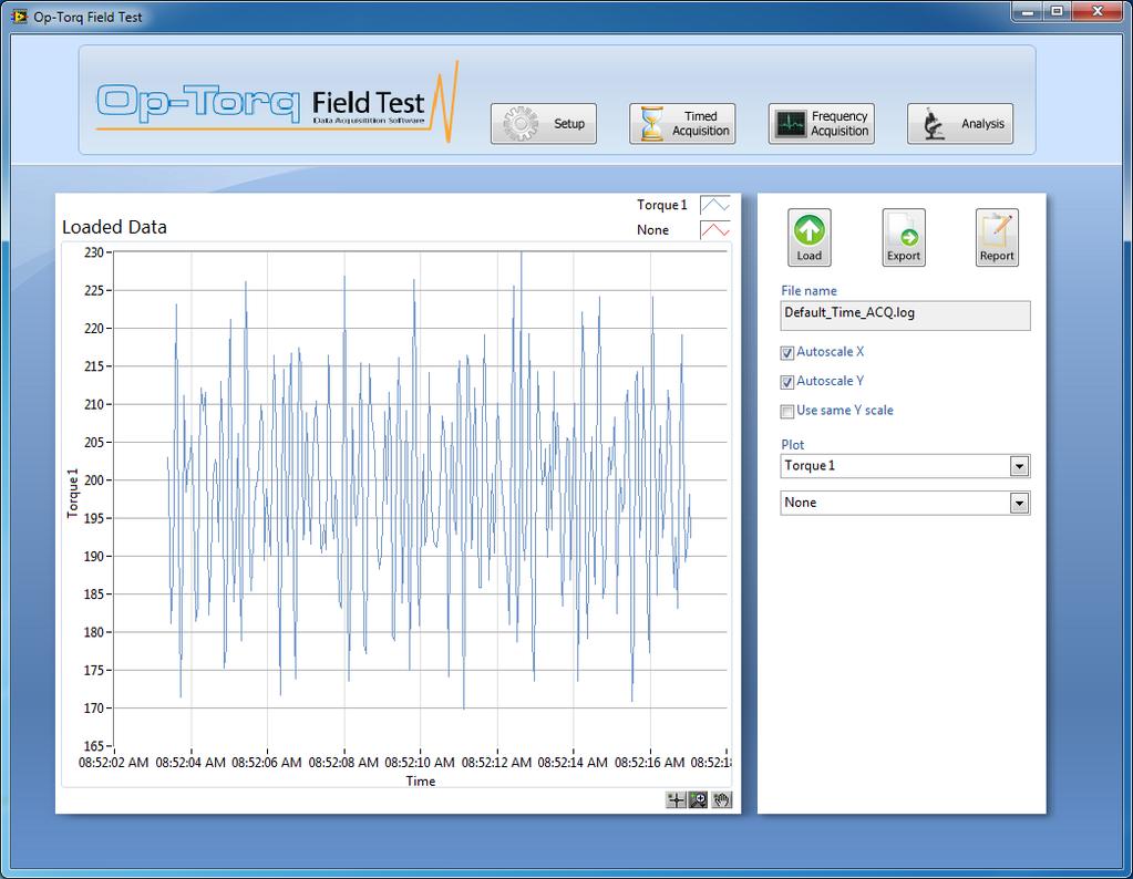 Measurement The MEASUREMENT box allows the user to display the Torque FFT spectrum in db RMS or torque RMS values. The peaks are the frequencies where the torque component vibrations occur.