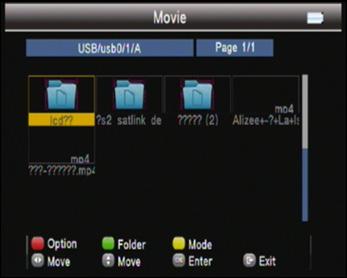 Movie Press red key to option the mode of play files and text encode; then press